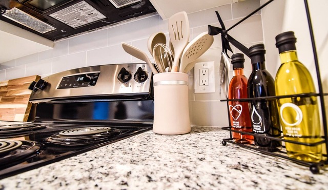 Modern 1BD in apt in historic Bound Brook, NJ.