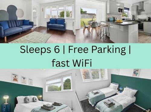 Modern 3BR, Contractors, relocations, families, free parking, fast WiFi