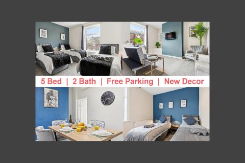 Modern 5 Bed 2 Bath House w Free Parking