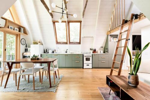 Modern A-Frame Cabin with Loft, Firepit and Grill