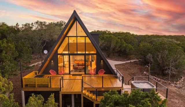 Modern Aframe Tucked in Nature with Hot Tub & View