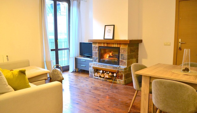 Modern apartment with fireplace