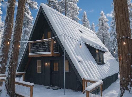 Modern Black A-Frame overlooking a Meadow w AC!