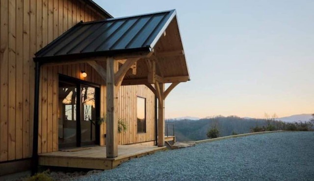 Modern Blue Ridge Mountaintop Timber-Frame Home w/Sauna, Hot Tub and EV Charger