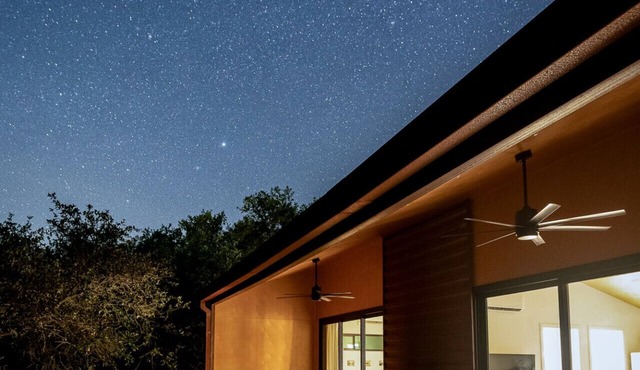 Modern Cabin w Heated Pool, Firepit, Trails, Stars