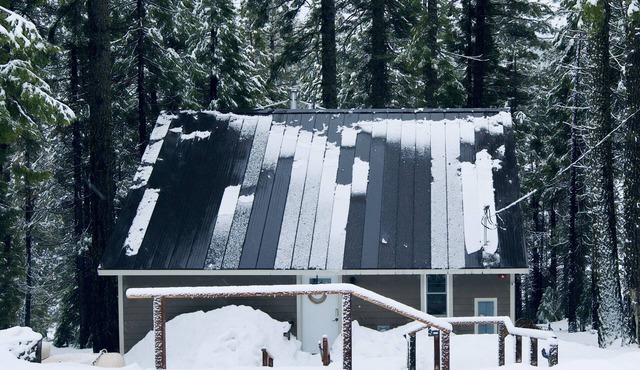 Modern-Chic Lassen cabin. 10 miles to Lassen. Snowshoes, EV Charger!