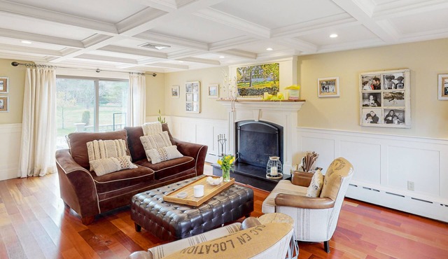 Modern colonial with fitness studio, ping-pong, fireplace, deck & firepit