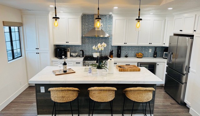 Modern coastal home with hot tub