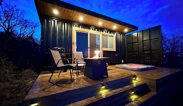 Modern Container Tiny Home Private Hot Tub