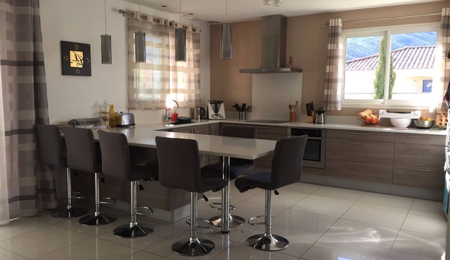 modern family house between sea and mountain