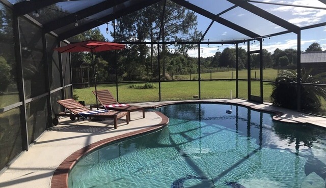 Modern farmhouse with heated pool and fireplace ~3.6 miles from Epperson Lagoon!