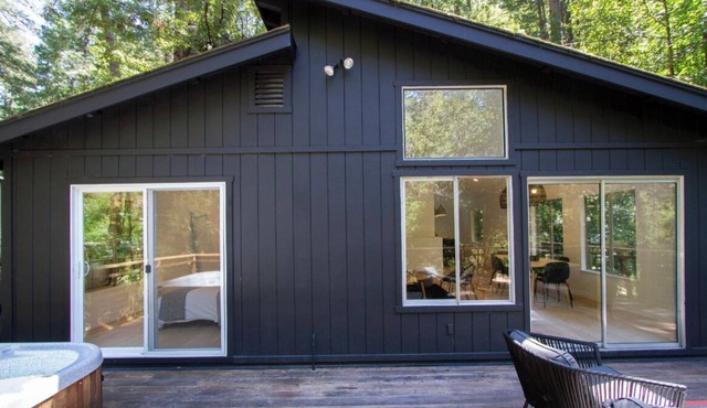 Modern home with a creek