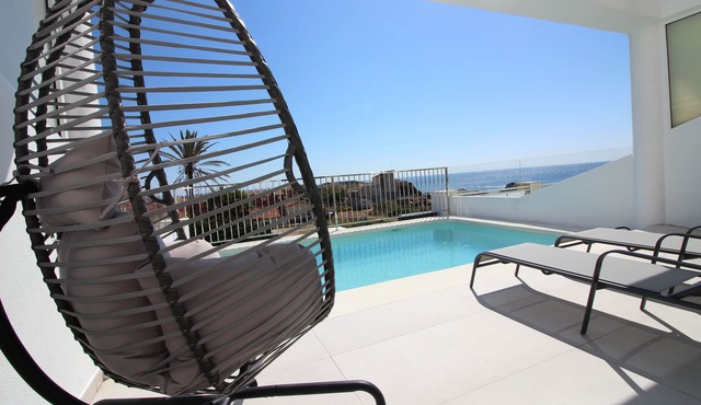 Modern house, private heated pool and sea views