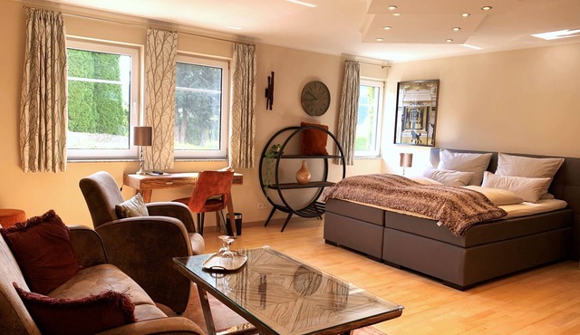 Modern junior suite with kitchen and garden terrace in Prüm