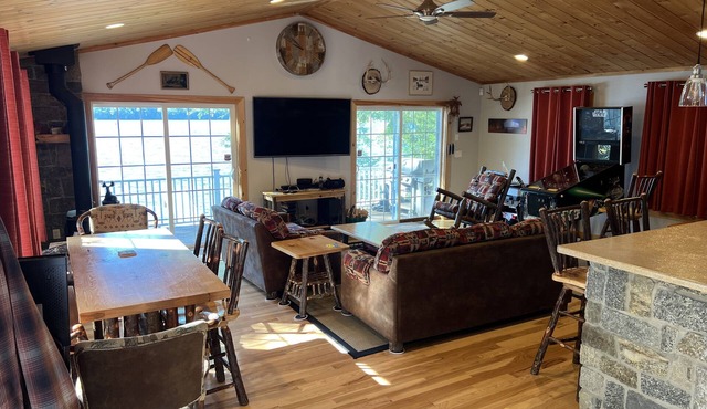 Modern lake house with private beach, located 2.5 hours north of Boston.