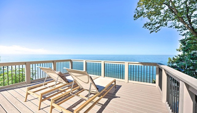 Modern Lake Michigan Home with 3 Lakefront Decks!