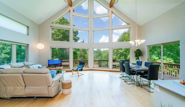Modern Mountain Oasis~120acres! Pond~Boat~Trails~Playground~Gym~Spa~Pets~ Games!