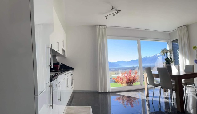 Modern one-bedroom apartment quiet area between lake and mountains