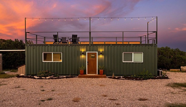 Modern, pet friendly shipping container home in charming Texas Hill Country