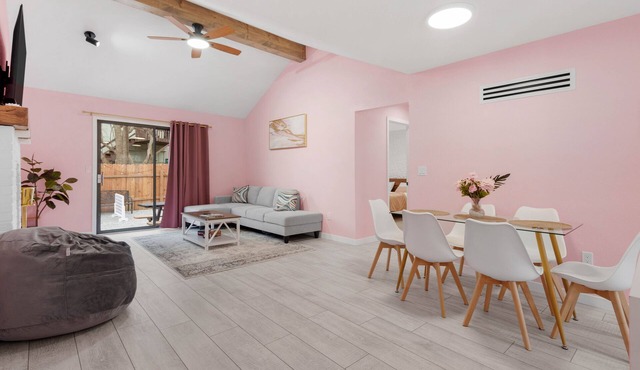 Modern Pink House with Hot Tub, Mini Golf, Game Room + Crazy Bunk Bed!
