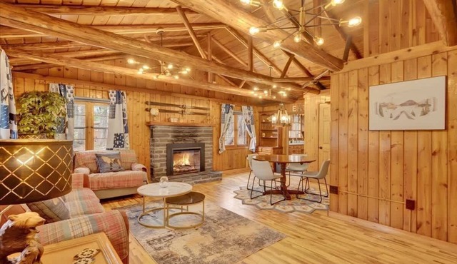 Modern & Rustic Pocono Cabin | Fireplace | Firepit