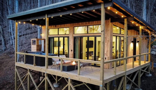 Modern Scandinavian style cabin on mountain with 58 acres!