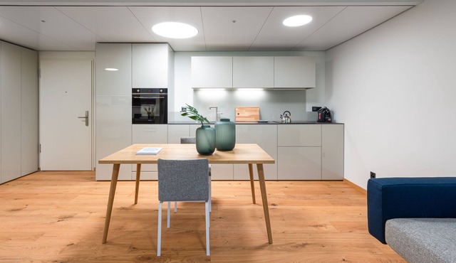 Modern, simple, with comfortable and elegant apartment style