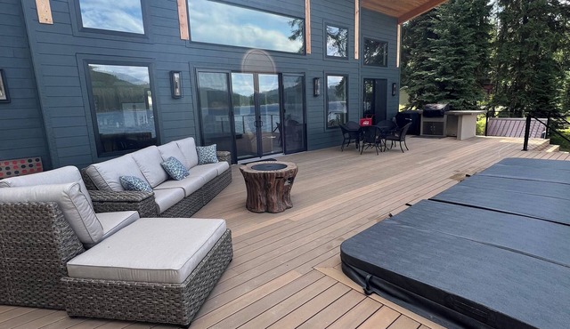 Montana McGregor Lake waterfront, sleeps 9, new build, with swim spa & dock.
