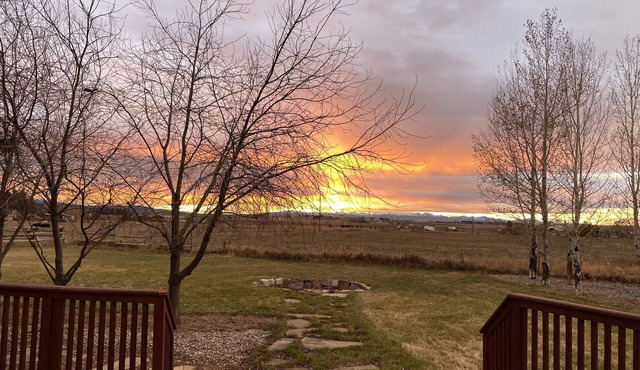 Montana ranch house sunrise sunset views & fields