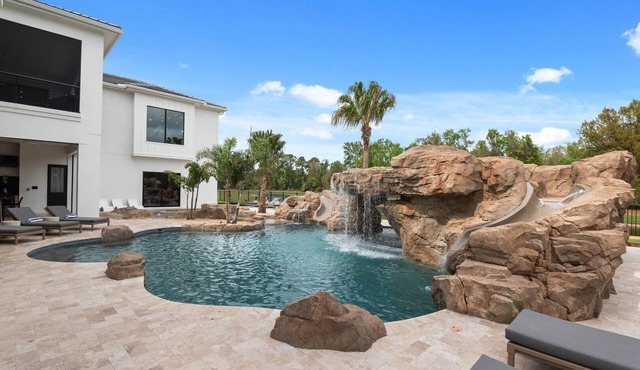 Morlando Three floor rocket ship, luxurious interior, back yard oasis with pool