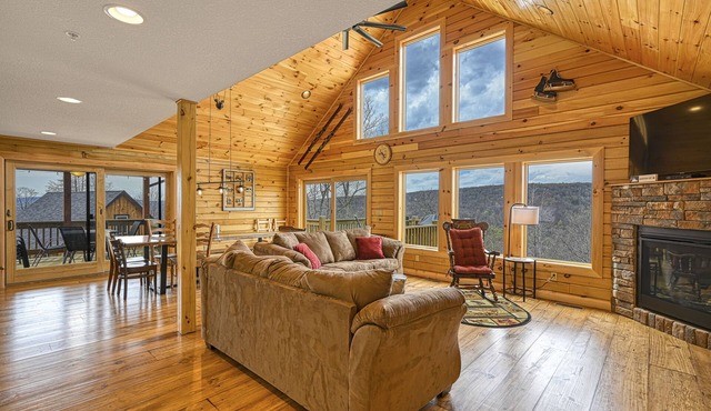 Mountain-view home with hot tub, elevator, balcony, WiFi, AC, & pool table