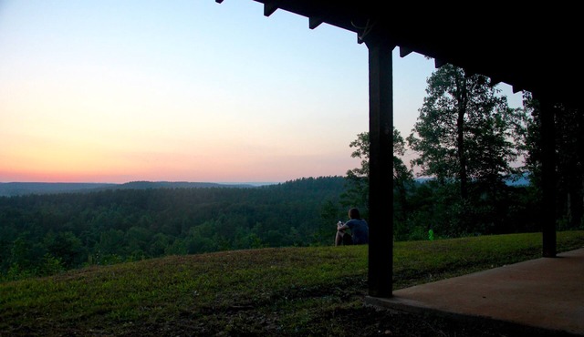 Mountain Vista Retreat-Issi is secluded, with sunset views of the Kiamichi Mnts.