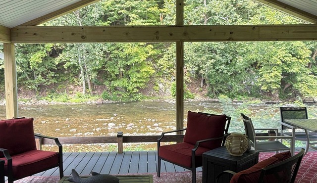Mountains surround Doe River 400 ft Frontage, wildlife out the back door.