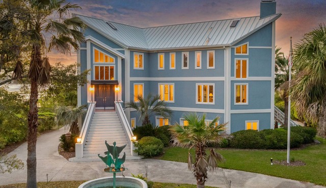 Multimillion dollar home with million dollar views on water with Dock
