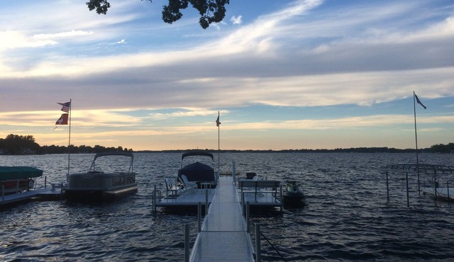 n Lake Wawasee home directly on lake