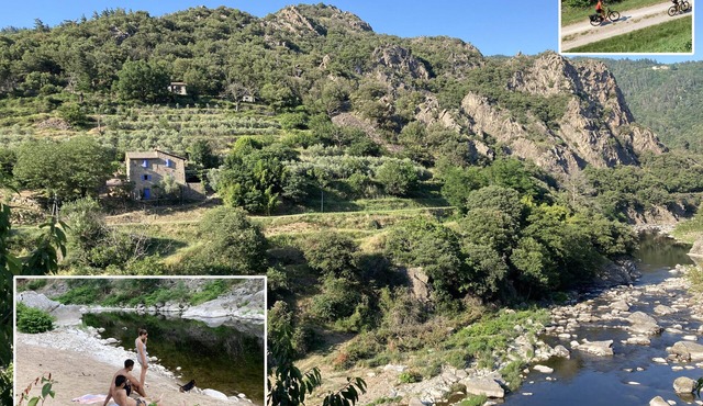 Nature gîtes on the Dolce Via in an olive grove in Ardèche (green cycling route)