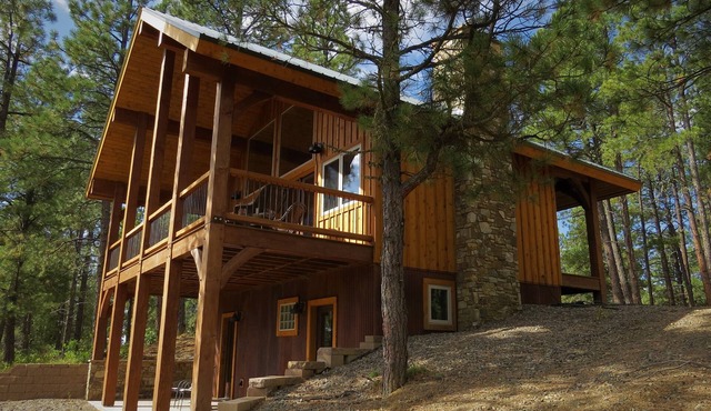 Nestled-in-pines, sooth-your-soul custom home with an incredible mountain view.