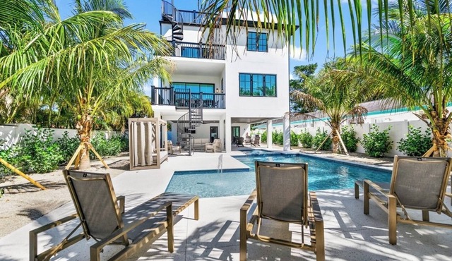 New 8 bedroom house with tropical oasis backyard! Heated pool and spa.