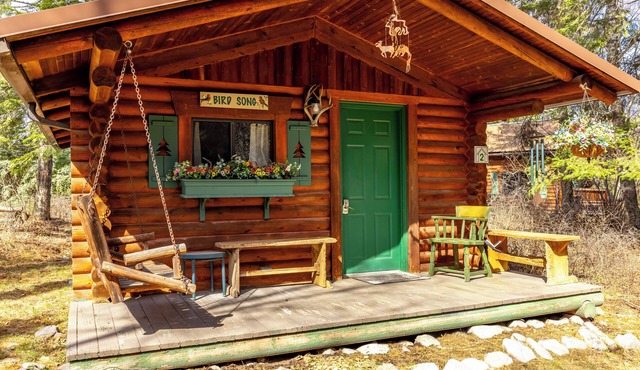 New! Birdsong Log Cabin, Mountain views, firepit