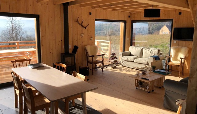 New chalet, overlooking the castle of Murol and Sancy