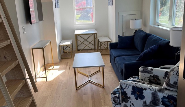 New charming 2-bedroom treetop apartment with WiFi, AC, playground, garage.