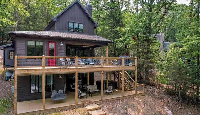 New Construction Lakefront Home with Private Dock, Fire Pit, Hot Tub
