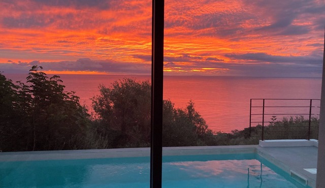 New contemporary villa with sea view & swimming pool at the beginning of Cap Corse 3km from Bastia