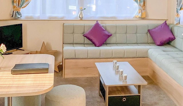 New for 2019. Contemporary caravan with one double and one twin.