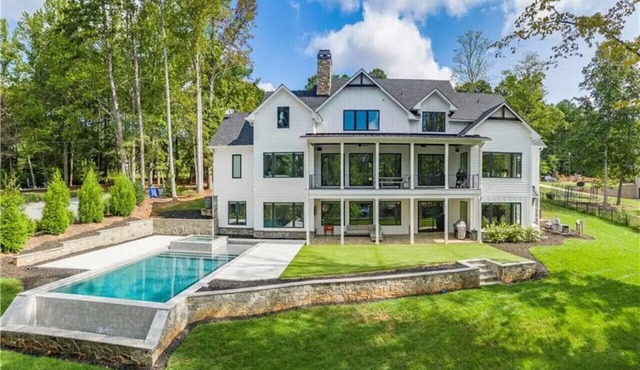 New Lake-Front Farmhouse Style Home with Private Pool and Dock
