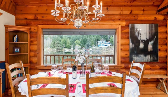 New Listing! Beautiful lakefront log cabin with private dock and hot tub, boat access only!