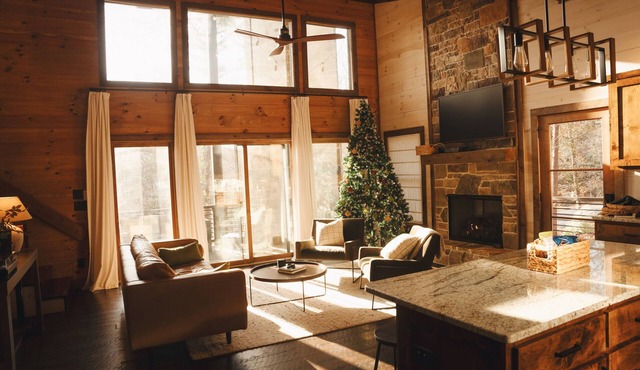 New Luxe Treetop Cabin Hot tub Near DT