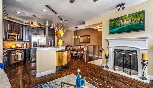 "New" Luxury & Highly furnished upscale w Patio, Garage & fireplace.
