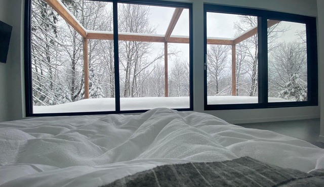 New modern luxury ski out cabin walking distance to the chairlift in Saint-Donat