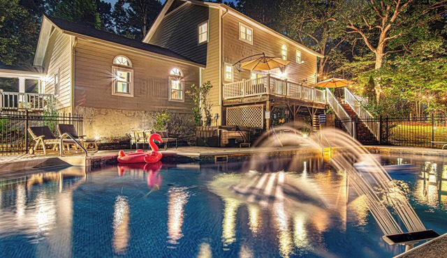 NEW! Pool, Sauna, Hot Tub, Fire Pit Games, Near Lake Julian + South of Asheville